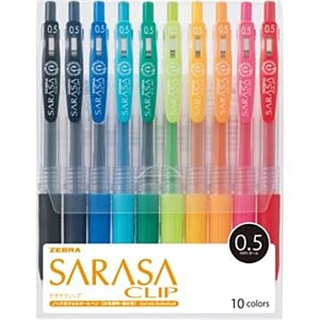 （まとめ） ゼブラ ゲルインクボールペン サラサクリップ 0.5mm 10色（各色1本） JJ15-10CA 1パック 【×5セット】