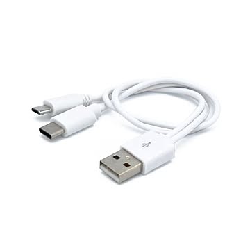 （まとめ）日本トラストテクノロジー microUSB＆TypeC 2台同時充電対応ケーブル （ホワイト） JSC-010WH【×5セット】