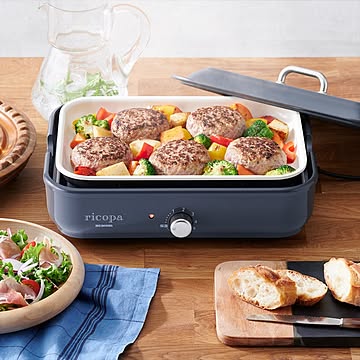 ricopa ホットプレート ミニ 2枚 MHP-R102-WC (平面/たこ焼き 24穴)