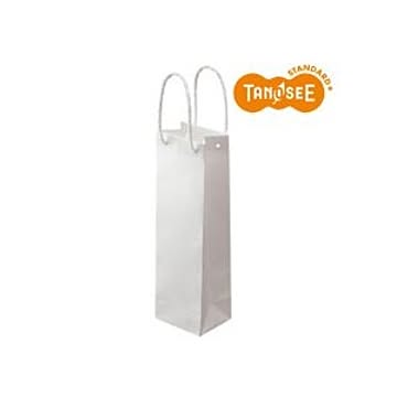 （まとめ）TANOSEE 手提袋 丸紐 白無地・ワインボトル用 30枚入×10パック