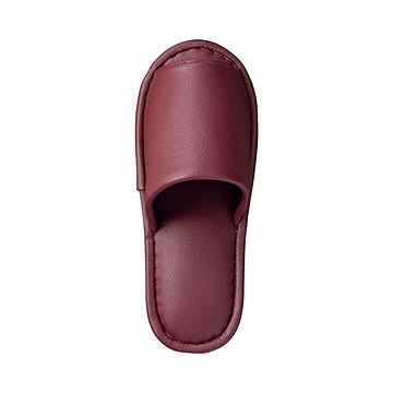 (まとめ) TANOSEE 最高級レザー調スリッパ 外縫い 大人用 ワイン 1足 【×10セット】