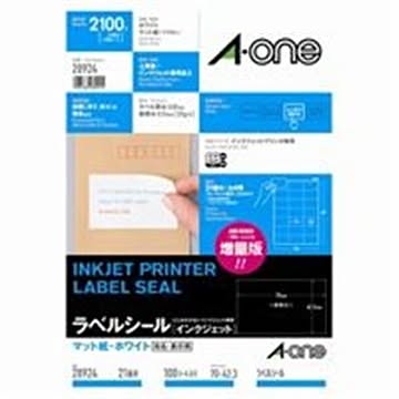 エーワン インクジェット用ラベル/宛名シール A4/21面 100枚 余白なし 28924