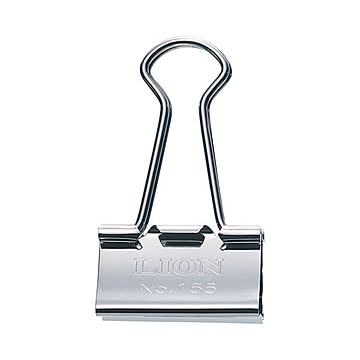 (まとめ) ライオン事務器 バインダークリップニッケルメッキ 大 口幅32mm No.155N 1箱（10個） 【×30セット】