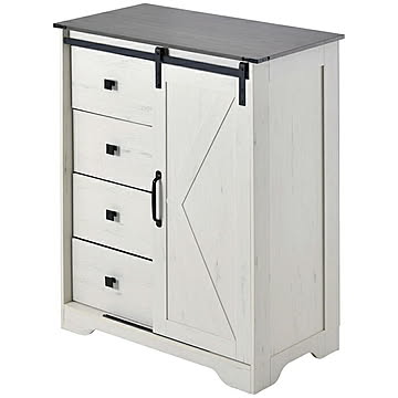 スライドドア付き チェスト 4段 組立式 ハイタイプ ONLS0389 幅755x奥行410x高さ930mm B.Bファニシング