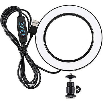 撮影用リングLEDミニ120mm 白6500k暖3200k フリーダム FPUL377  LEDリングライト自撮り USBライト led リングライト 撮影 卓上ライト 自撮りライト
