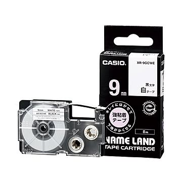 （まとめ）カシオ NAME LANDキレイにはがせて下地がかくせる強粘着テープ 9mm×8m 白/黒文字 XR-9GCWE 1個【×5セット】