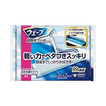 （まとめ）ユニ・チャーム ウェーブ超保水フロア用ウェットシート 1パック（16枚）【×20セット】