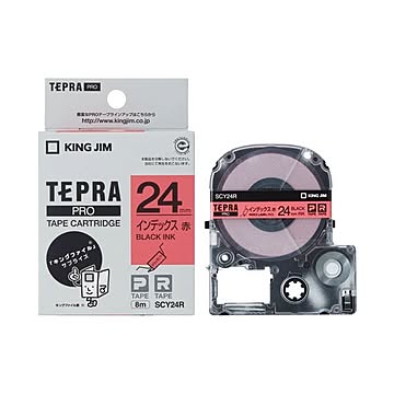 （まとめ） キングジム テプラPROテープ SCY24R 赤に黒文字 24mm×10セット