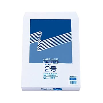 (まとめ) ピース R40再生ケント封筒 角2 100g／m2 〒枠なし ホワイト 426 1パック（100枚）  【×10セット】