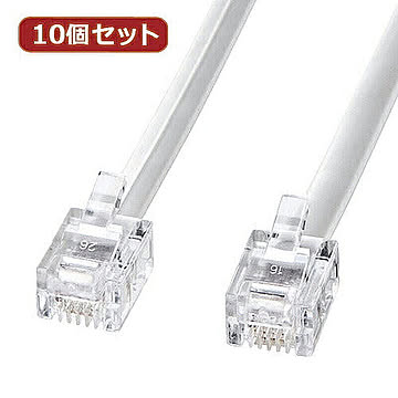 10個セット サンワサプライ モジュラーケーブル(白) TEL-N1-15N2 TEL-N1-15N2X10 管理No. 4589452975877