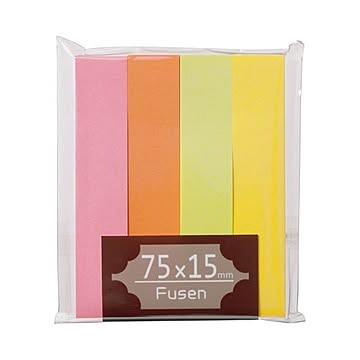 (まとめ) TANOSEE ふせん 75×15mm ブライトアソート 1パック（4冊） 【×30セット】