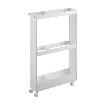 tower タワー(山崎実業) キャスター付き長物収納スリムワゴン Rolling Cart For Long Items 収納棚 隙間収納 玄関 掃除用品 ラケット スケートボード ポスター 三脚