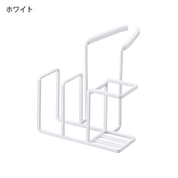 山崎実業 tower 蛇口にかけるスポンジ＆ブラシホルダー ホワイト