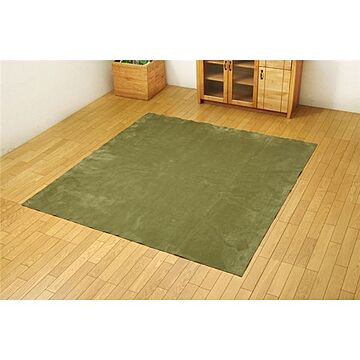 イーズ グリーン ラグカーペット 2畳 約185×185cm 洗える すべりにくい加工 ホットカーペット対応