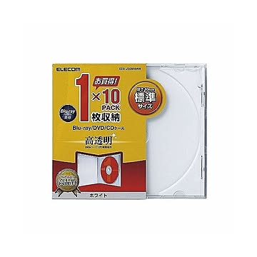 (まとめ)エレコム Blu-ray/DVD/CDケース(標準/PS/1枚収納) CCD-JSCN10WH×5セット