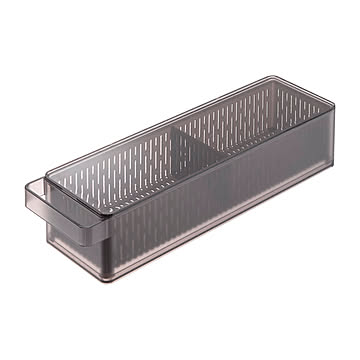 towerタワー(山崎実業) 冷蔵庫中ザルボウル 蓋＆仕切り付き Refrigerator Colander with Lid & Divider 収納 キッチン トレー ケース コンテナ 蓋付き