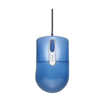 まとめバッファロー 有線光学式マウス 静音3ボタン Mサイズ ブルー BSMOU27SMBL 1個×5セット