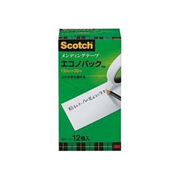 3M スコッチ メンディングテープ エコノパック 大巻 15mm×30m 紙箱入 業務用パック MP-15 1パック(12巻)
