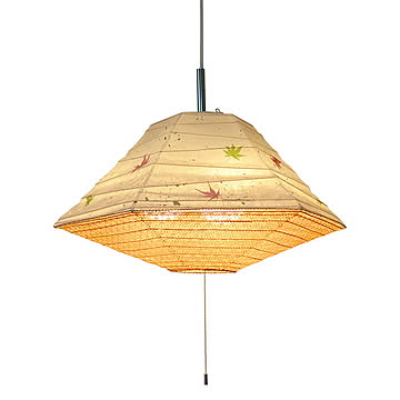 彩光デザイン Pyramid 3灯 もみじ×麻葉煉瓦 和紙 ペンダントライト 幅500x奥行500x高さ270mm