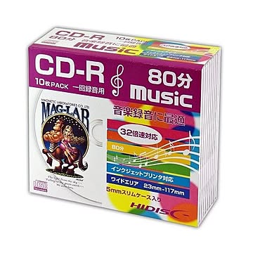 (まとめ)HIDISC CD-R 音楽用5mmスリムケース10P HDCR80GMP10SC×5セット