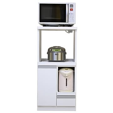 レンジ台 幅48cm スライドカウンター 1口コンセント 可動棚付き 木目柄 日本製 コンパクト キッチン収納 完成品【代引不可】