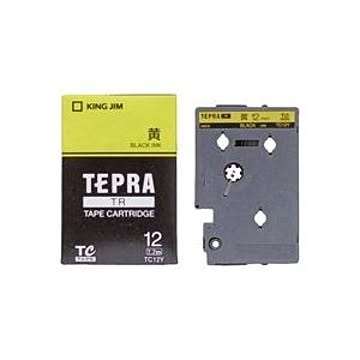 （まとめ）キングジム テプラTRテープ TC12Y 黄に黒文字 12mm×3セット