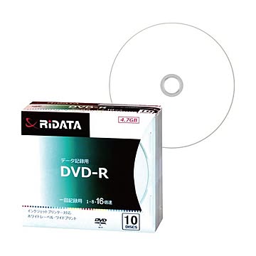 (まとめ) RiDATA データ用DVD-R4.7GB 1-16倍速 ホワイトワイドプリンタブル 5mmスリムケース D-R16X47G.PW10P SC B1パック(10枚) 【×10セット】