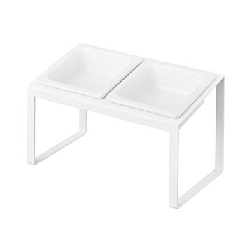 tower タワー (山崎実業)ペットフードボウルスタンドセット 斜めハイタイプ フードボウル エサ入れ ペット用食器 エサ台 犬 猫 ペットフィーダー スチール 陶器
