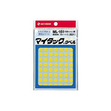 （まとめ） ニチバン カラーラベル 一般用 ML-151 一般用（単色） 8mm径 ML-1512 黄 1P入 【×10セット】