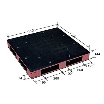 岐阜プラスチック工業 カラープラスチックパレット HB-R4・1111SC ブラック／ブラウン 両面使用 1100×1100mm【代引不可】