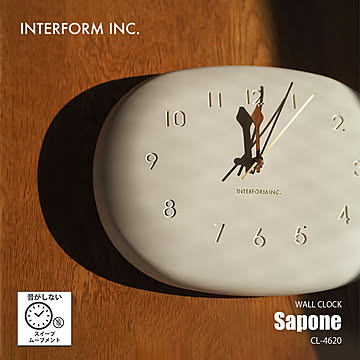 INTERFORM インターフォルム Sapone サポーネ ウォールクロック (掛時計) CL-4620 / 楕円 掛け時計 壁掛け時計 スイープムーブメント スイープセコンド 音がしない