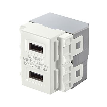 (まとめ)サンワサプライ 埋込USB給電用コンセント TAP-KJUSB2W×2セット
