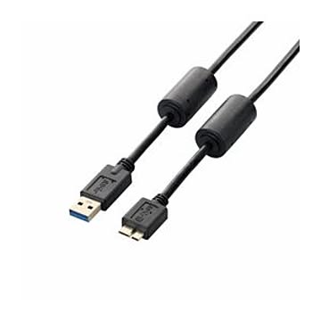 (まとめ)エレコム フェライトコア付きUSB3.0ケーブル(A-microB) USB3-AMBF10BK【×3セット】