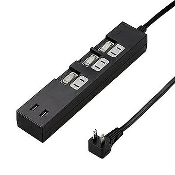 5個セット YAZAWA 個別スイッチ付3AC2USB3.4A2mブラック Y02KS532BK2UX5 管理No. 4589453400316