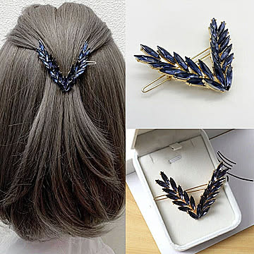 【在庫限り】ヘアクリップ ダボピン V字 羽 青 ヘアダボピン フレームピン ヘアアクセサリー ピン ローマピン スティックピン ヘアピン 可愛い おしゃれ 韓国