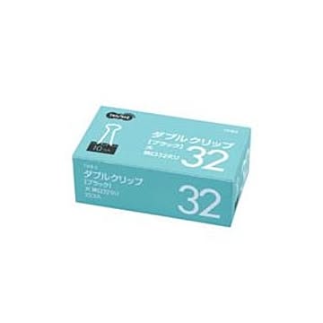 （まとめ） TANOSEE ダブルクリップ 大 口幅32mm ブラック 1セット（300個：10個×30箱） 【×2セット】