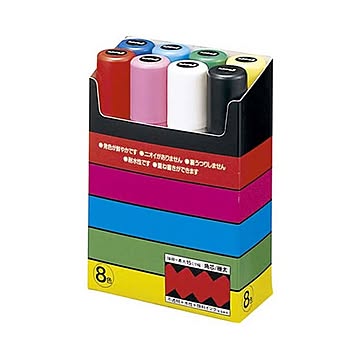 (まとめ) 三菱鉛筆 水性マーカー ポスカ 極太角芯 8色（各色1本） PC17K8C 1パック 【×10セット】