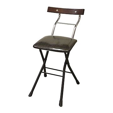 リザードブラック 折りたたみ椅子 ブラック＋ダークブラウン 幅36cm スチールパイプ 日本製