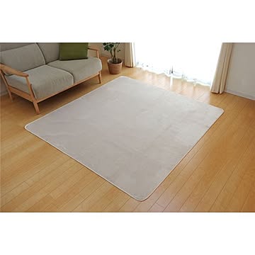 ピオニー 2畳用洗える抗菌防臭カーペット 無地 アイボリー 約185×185cm ホットカーペット対応