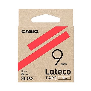 （まとめ）カシオ ラテコ 詰替用テープ9mm×8m 赤/黒文字 XB-9RD 1個【×10セット】