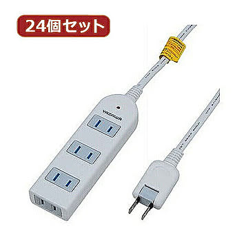 YAZAWA 24個セット 雷ガード付延長コード・タップ4個口 Y02KS402WHX24 管理No. 4560352863204