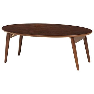 折れ脚テーブル(ローテーブル/折りたたみテーブル) 楕円形 幅90cm×奥行50cm×高さ33.5cm 木製