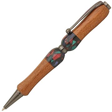 日本製 Acrylic&Woodハンドメイドボールペン 【クロスタイプ/芯：0.7mm】かりん×BK ティンバーネオン