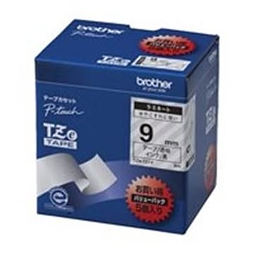 brother ブラザー工業 文字テープ/ラベルプリンター用テープ 幅：9mm 5個入り TZe-121V 透明に黒文字