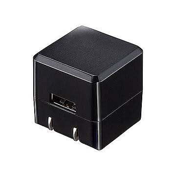 サンワサプライ キューブ型USB充電器(1A・高耐久タイプ・ブラック) ACA-IP70BK 管理No. 4969887505526
