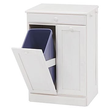 15L ホワイトウォッシュ 木製キャスター付きダストボックス 2個付き