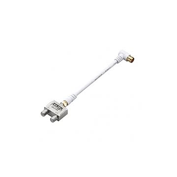 【5個セット】 YAZAWA アンテナ2分配器 ケーブル 10cm SV/WH ATD48L101X5