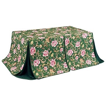 こたつ布団 2点セット 【幅150cm】 長方形 ダイニングテーブル用 掛け布団+上掛け グリーン 洗える 〔リビング 居間〕