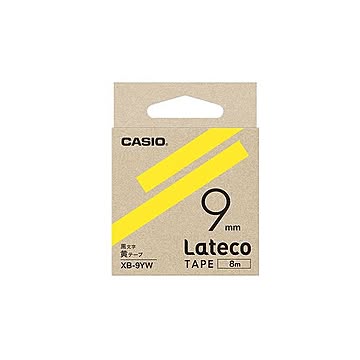 （まとめ） カシオ ラベルライター Lateco 詰め替え用テープ 9mm 黄テープ 黒文字 【×5セット】