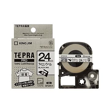 （まとめ） キングジム テプラ PRO テープカートリッジ アイロンラベル 24mm 黒文字 SF24K 1個 【×4セット】